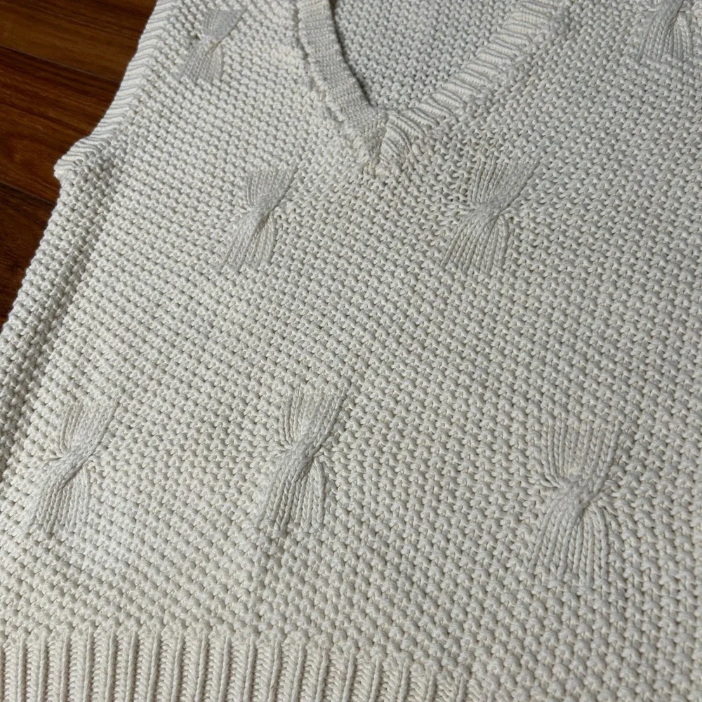 Herman Geist Hand Knit Cable Knit‎ Sleeveless Sweater Vest Top Womens